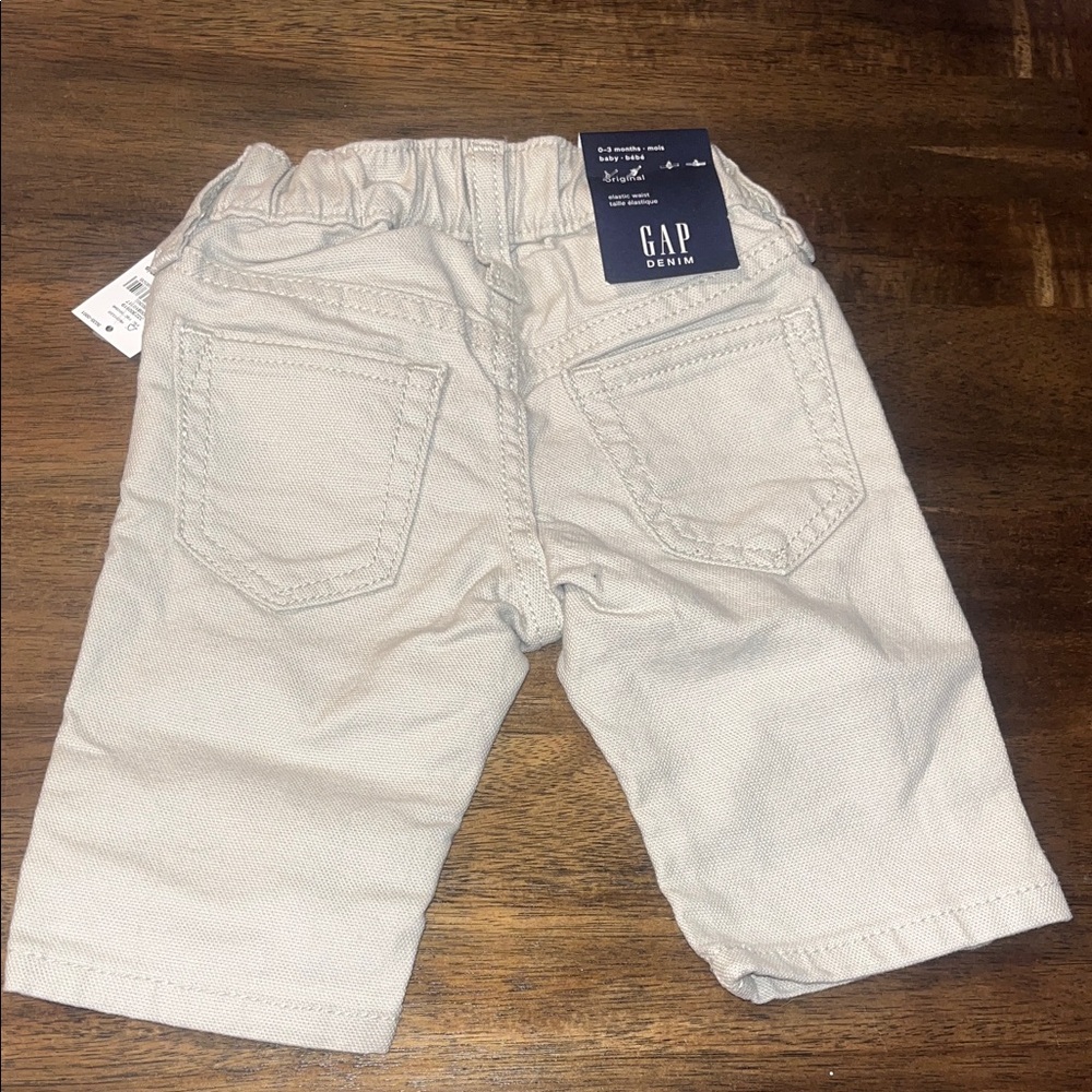 New baby GAP  0-3m Tan Denim Jeans elastic waist pants